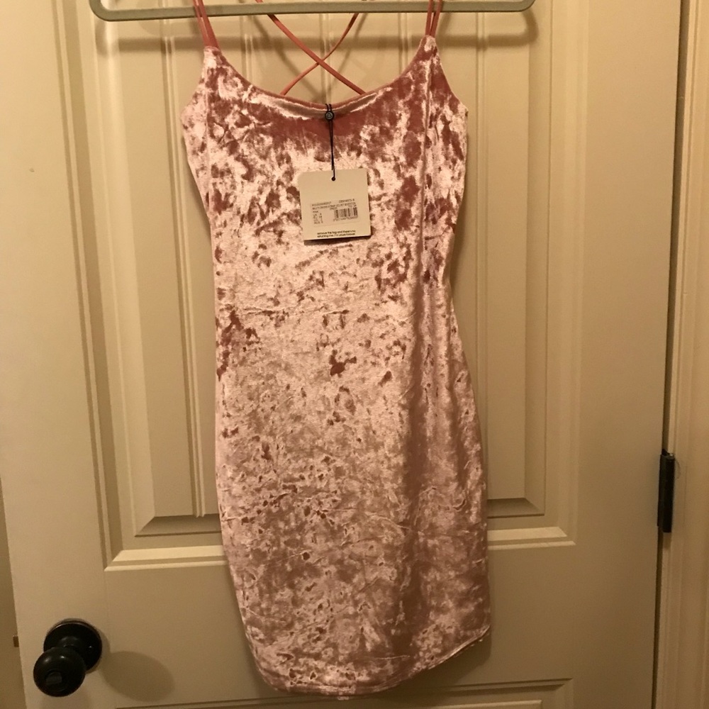 Pink velvet mini dress